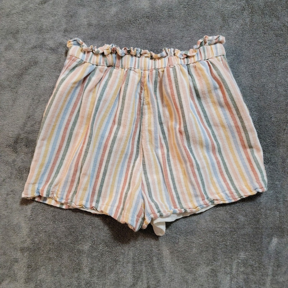 American Eagle Paper Bag Striped Faux Button Fly High Rise Shorts Size Small - Picture 3 of 3